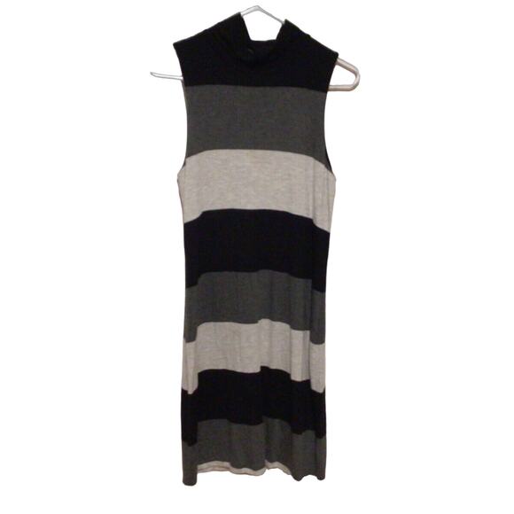 INC International Concepts Black Gray Striped Long Shift Dress Size M Women’s - Picture 1 of 3